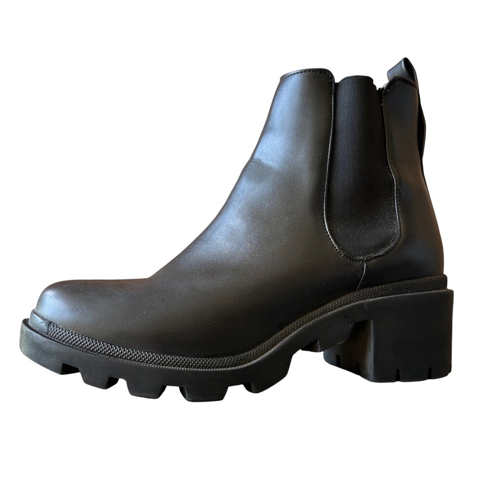 Steve Madden Amulet Black Lug Sole Platform Chelsea Boots Womens 10M